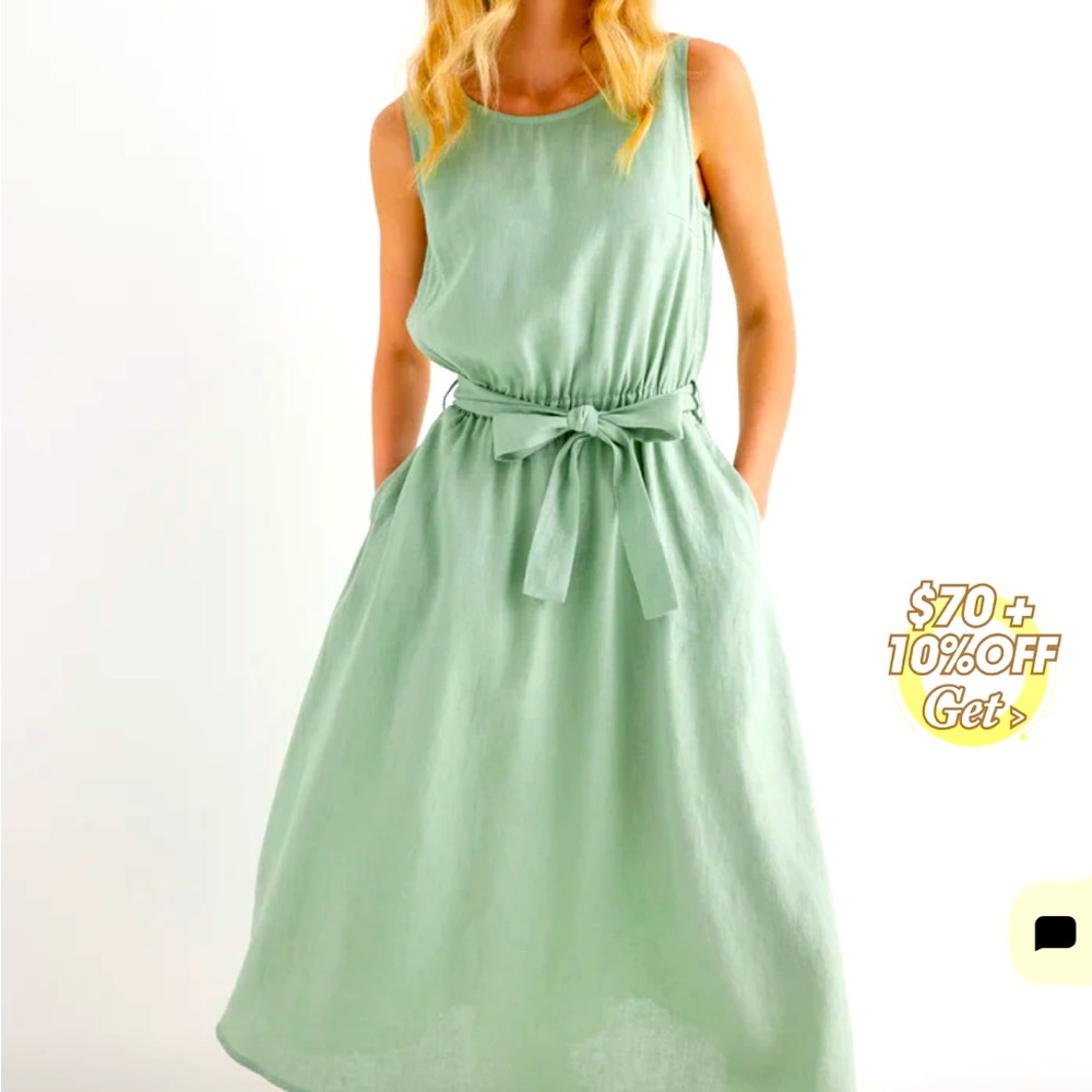 100% Linen sleeve-less dress